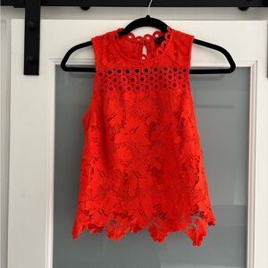 Topshop Red Orange Sleeveless Embellished Blouse